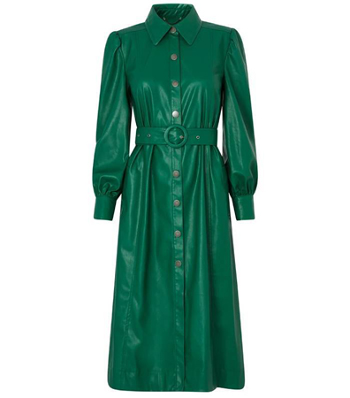 zelena kozna haljina