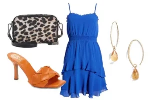  sandale uz plavu haljinu